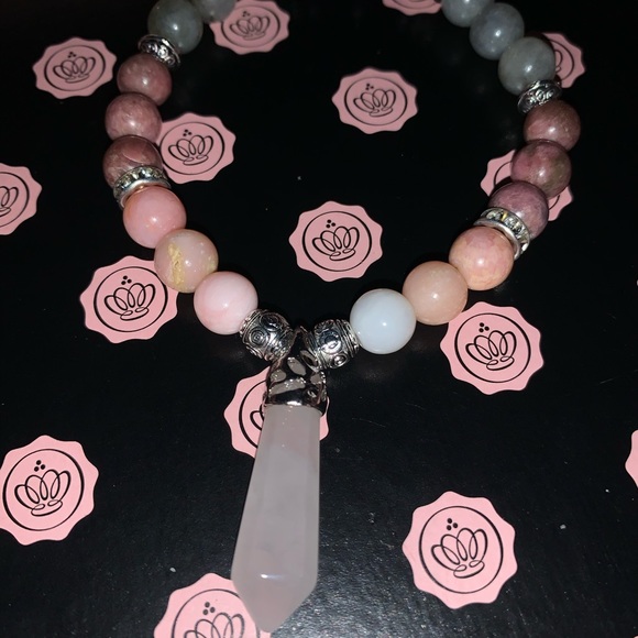 🪬2/$25🪬 New “Ultimate Healer” SS Rose Quartz Point & 8mm Rhodonite Bracelet - Picture 3 of 16